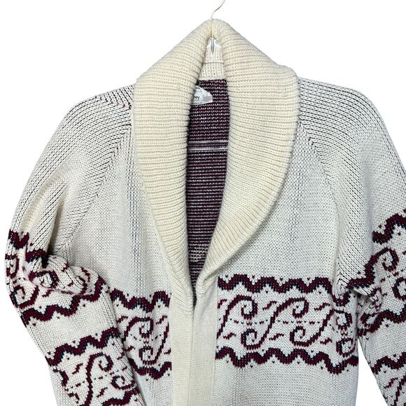 JCPENNEY Womens 70s Chunky Knit Shawl Collar Cardigan Sweater Sz M Cabin Cozy - Picture 4 of 10